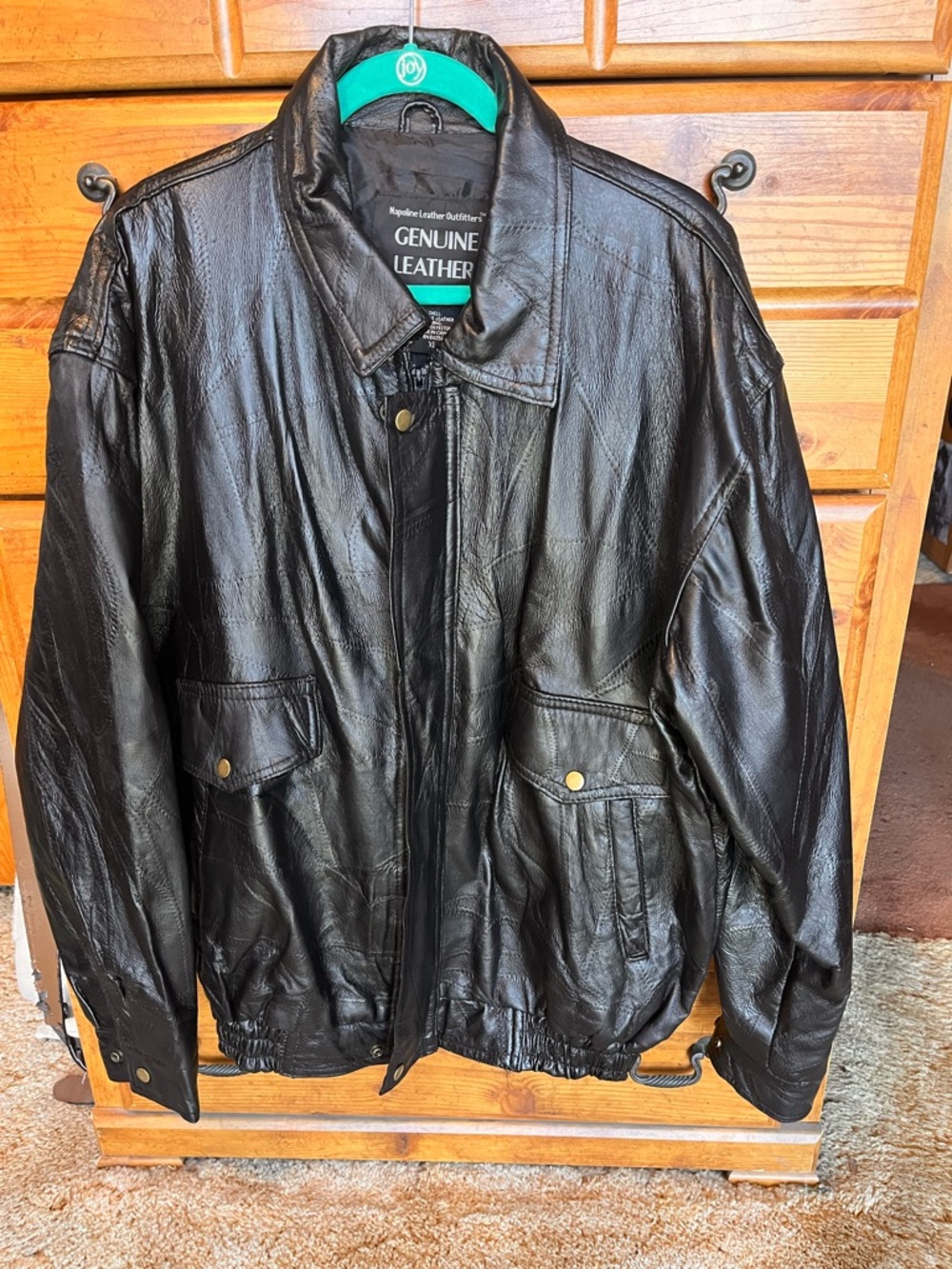 Genuine Leather Black Men’s Bomber Jacket